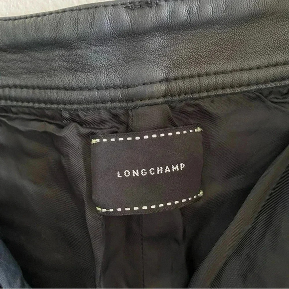 LONGCHAMP Leather pants Sz Small Black - Picture 6 of 6